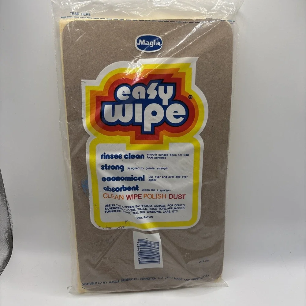 Vintage 80's Magla Easy Wipe 8ct Wiping Cloths Reusable 100% Rayon‎ 18-701 NEW